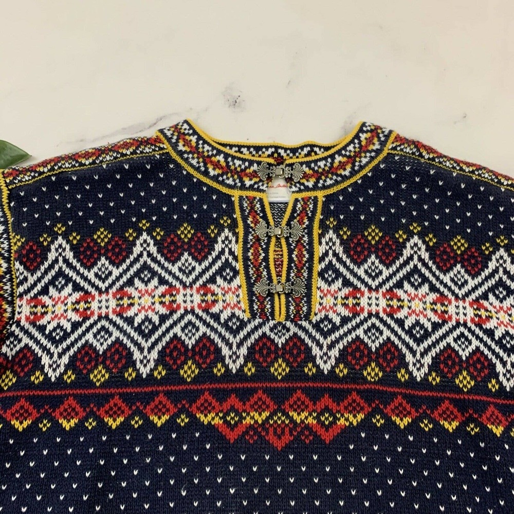 Hanna Andersson Womens Fair Isle Nordic Pullover Sweater Size XS Blue Yellow - Picture 2 of 11
